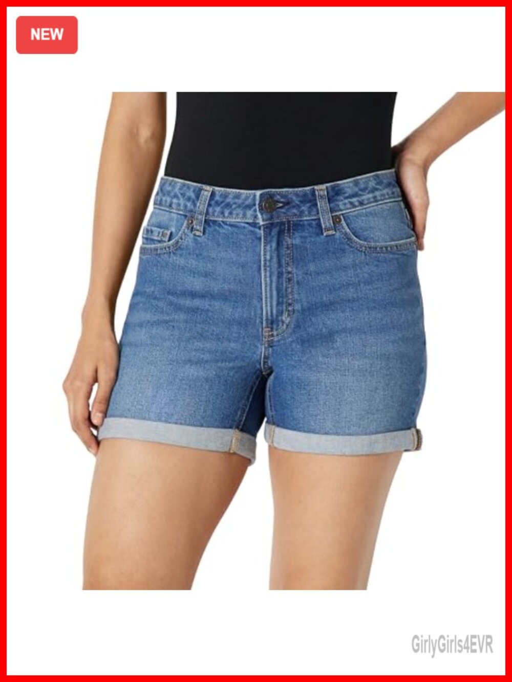 Women's Medium Stretch Slim-Fit Mid-Rise 4" Jean Shorts